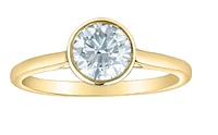 14K Lab Grown Round Brilliant Cut 1.00cttw Bezel Set Diamond Ring - Gold / 4