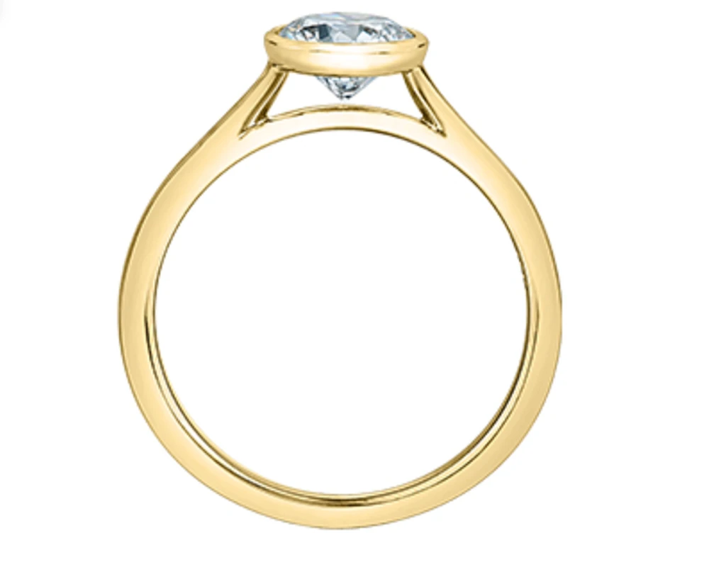 14K Lab Grown Round Brilliant Cut 1.00cttw Bezel Set Diamond Ring - Gold / 4