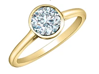 14K Lab Grown Round Brilliant Cut 1.00cttw Bezel Set Diamond Ring - Gold / 4
