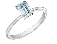 14K Lab Grown 1.00cttw Emerald Cut 4 Claw Set Diamond Ring