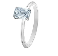 14K Lab Grown 1.00cttw Emerald Cut 4 Claw Set Diamond Ring