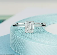 14K Lab Grown 1.00cttw Emerald Cut 4 Claw Set Diamond Ring
