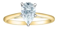 14K Lab Grown 1.00cttw Pear Shape Cut 5 Claw Set Diamond Ring - Gold / 4