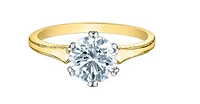 14K Lab Grown 1.50cttw Round Brilliant Cut 6 Claw Set Diamond Ring - Gold / 4