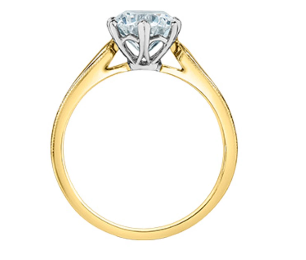 14K Lab Grown 1.50cttw Round Brilliant Cut 6 Claw Set Diamond Ring - Gold / 4