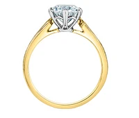 14K Lab Grown 1.50cttw Round Brilliant Cut 6 Claw Set Diamond Ring - Gold / 4