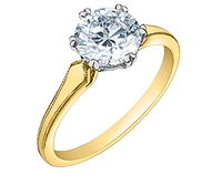 14K Lab Grown 1.50cttw Round Brilliant Cut 6 Claw Set Diamond Ring - Gold / 4