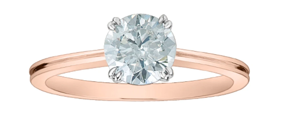 14K Lab Grown 1.00cttw Round Brilliant Cut 4 Claw Set Diamond Ring - Gold /