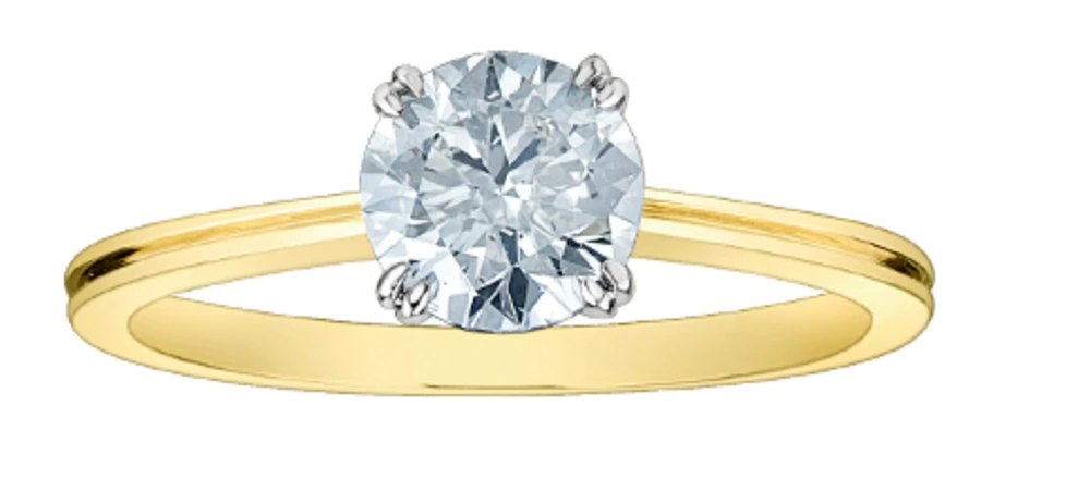 14K Lab Grown 1.00cttw Round Brilliant Cut 4 Claw Set Diamond Ring - Gold /
