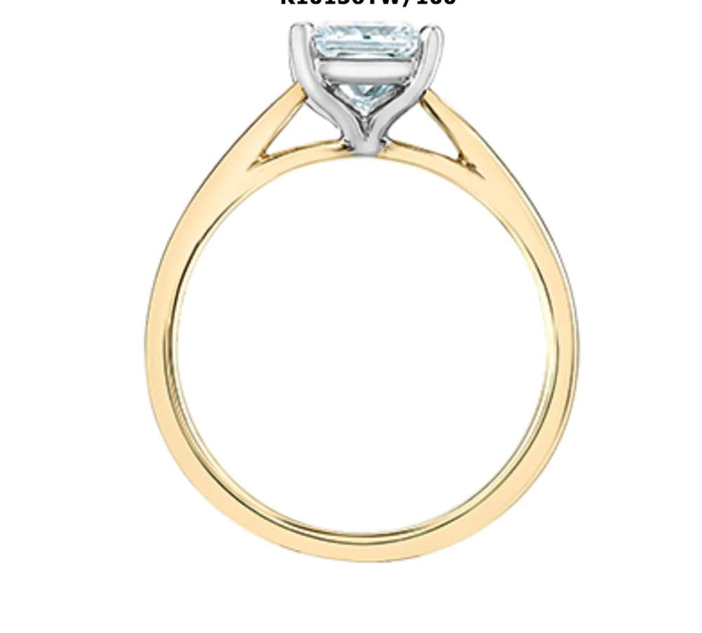 14K Lab Grown 1.00cttw Princess Cut 4 Claw Set Diamond Ring - Gold /