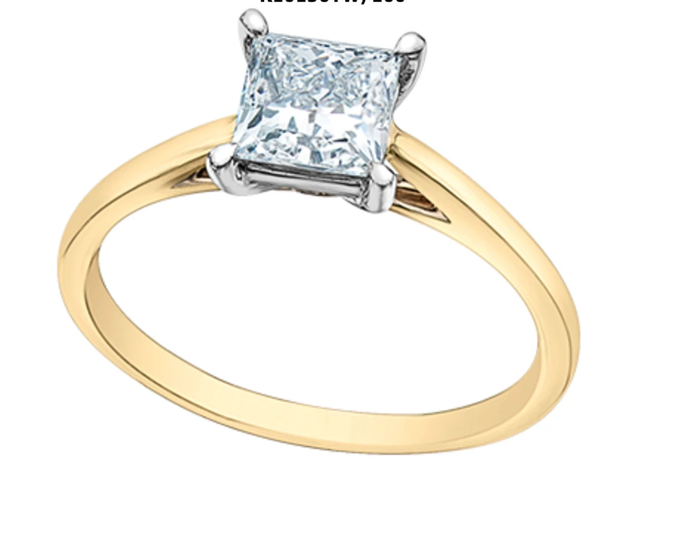 14K Lab Grown 1.00cttw Princess Cut 4 Claw Set Diamond Ring - Gold /