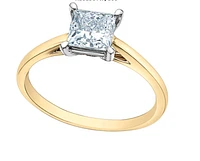 14K Lab Grown 1.00cttw Princess Cut 4 Claw Set Diamond Ring - Gold /