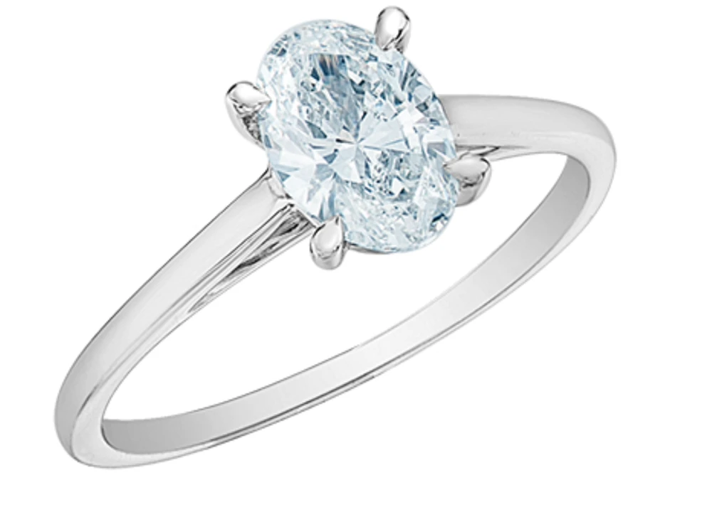 14K Lab Grown 1.00cttw Oval Shape Four Claw Diamond Ring - Gold / 4