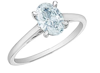 14K Lab Grown 1.00cttw Oval Shape Four Claw Diamond Ring - Gold / 4