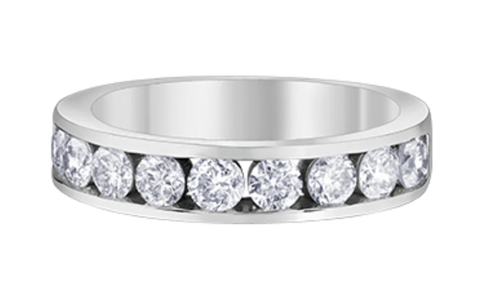 14K Lab Grown Round Brilliant Channel Set Diamond Band - Gold / Total Weight