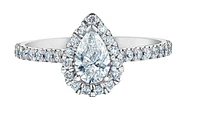 14K Lab Grown Pear Shape Halo Style Diamond Ring - Gold / Carat Total