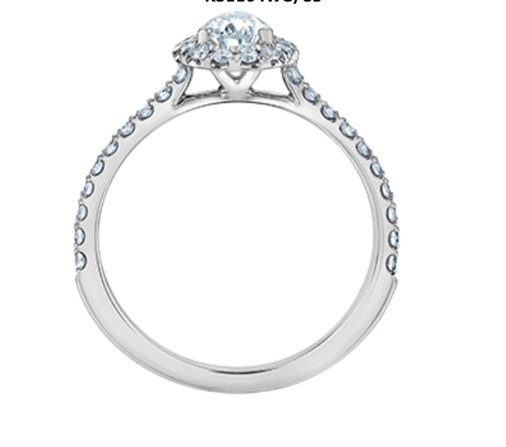 14K Lab Grown Pear Shape Halo Style Diamond Ring - Gold / Carat Total