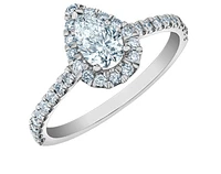 14K Lab Grown Pear Shape Halo Style Diamond Ring - Gold / Carat Total