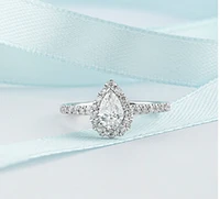 14K Lab Grown Pear Shape Halo Style Diamond Ring - Gold / Carat Total