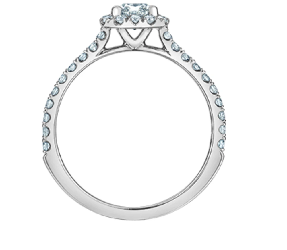 14K Lab Grown Cushion Shape Halo Style Diamond Ring - Gold / Carat Total