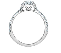 14K Lab Grown Cushion Shape Halo Style Diamond Ring - Gold / Carat Total