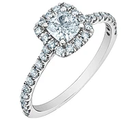 14K Lab Grown Cushion Shape Halo Style Diamond Ring - Gold / Carat Total