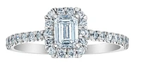 14K Lab Grown Emerald Cut Halo Style Diamond Ring - Gold / Carat Total