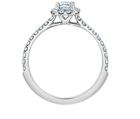 14K Lab Grown Emerald Cut Halo Style Diamond Ring - Gold / Carat Total
