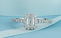14K Lab Grown Emerald Cut Halo Style Diamond Ring - Gold / Carat Total