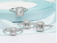 14K Lab Grown Emerald Cut Halo Style Diamond Ring - Gold / Carat Total