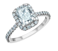 14K Lab Grown Radiant Cut Halo Style Diamond Ring - Gold / Carat Total