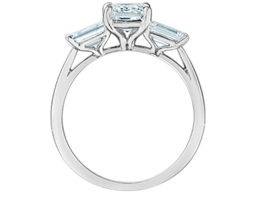 14K Lab Grown 3 Stone Emerald Cut Diamond Ring