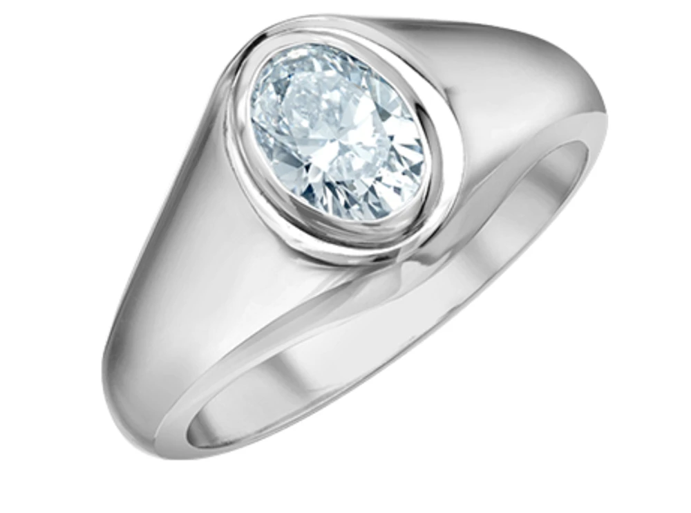 14K Lab Grown Oval Shape Bezel Set Diamond Band - Gold / 1.50 Total Weight
