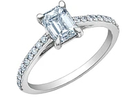 14K Lab Grown Emerald Cut Solitaire and Mount - Gold / Carat Weight