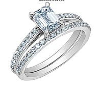14K Lab Grown Emerald Cut Solitaire and Mount - Gold / Carat Weight