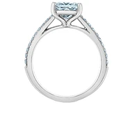14K Lab Grown Princess Cut Solitaire and Round Brilliant Mount - Gold / 1.20 Carat Weight