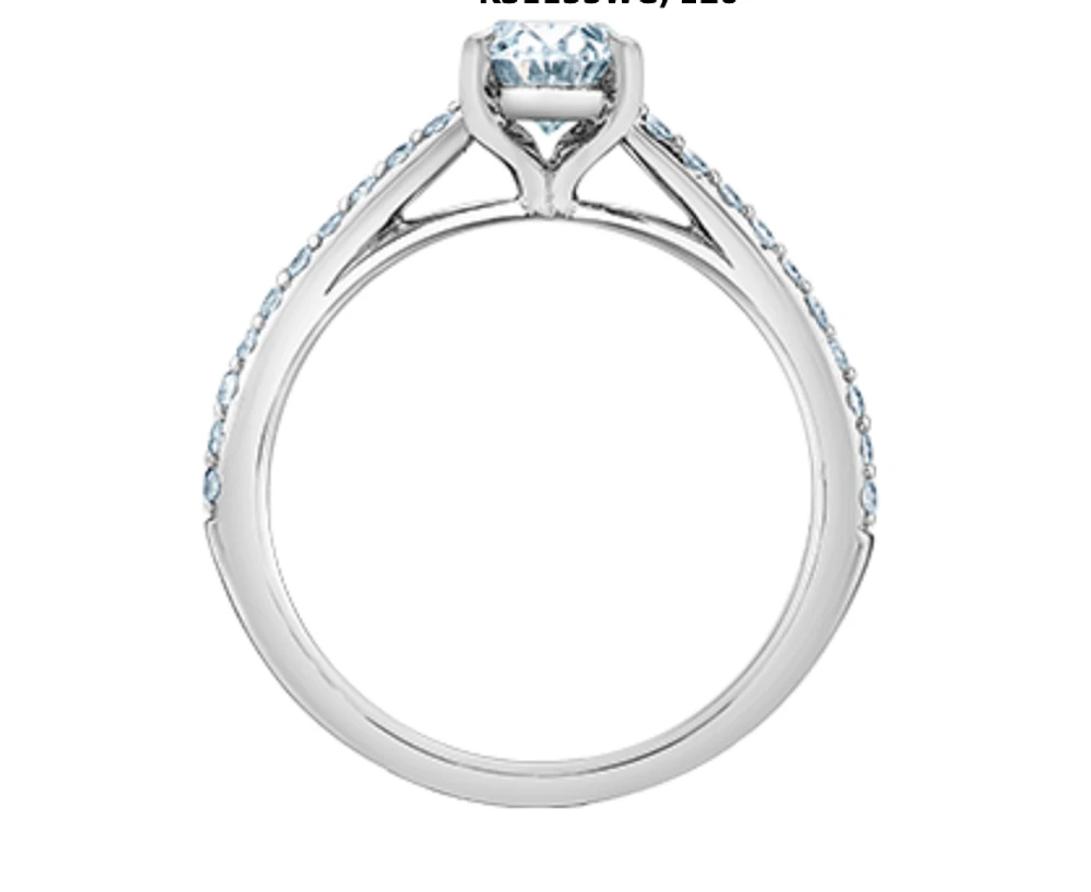 14K Lab Grown Oval Cut Solitaire and Round Brilliant Mount - Gold / Carat Weight