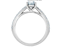 14K Lab Grown Oval Cut Solitaire and Round Brilliant Mount - Gold / Carat Weight
