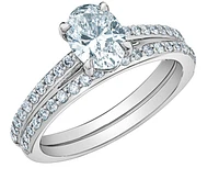 14K Lab Grown Oval Cut Solitaire and Round Brilliant Mount - Gold / Carat Weight
