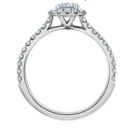 14K Lab Grown Round Brilliant Halo Style Diamond Ring - Gold / Carat Total
