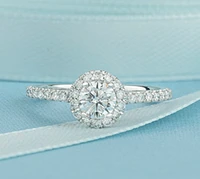 14K Lab Grown Round Brilliant Halo Style Diamond Ring - Gold / Carat Total