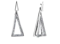 10K White Gold 0.20cttw Diamond Drop Geometric Earrings