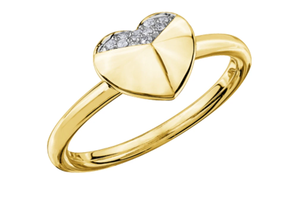 10Kt Diamond Geometric Heart Fashion Ring - Gold