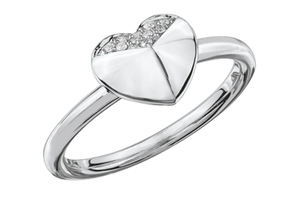 10Kt Diamond Geometric Heart Fashion Ring - Gold