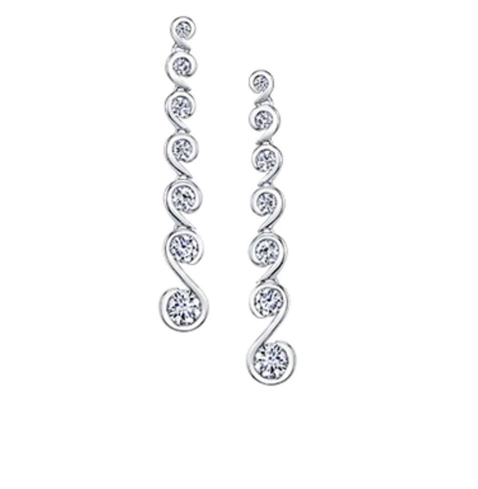 18K White Gold & Palladium Alloy ( hypoallergenic) 2.00cttw Diamond Drop Earrings