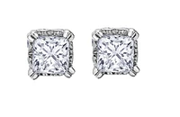 18K White Gold & Palladium Alloy ( hypoallergenic) 0.52cttw Princess Diamond Stud Earrings