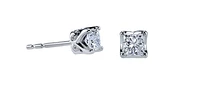 18K White Gold & Palladium Alloy ( hypoallergenic) Princess Diamond Stud Earrings