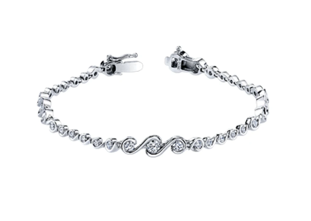 18Kt White Gold & Palladium Alloy (hypoallergenic)  2.50cttw Diamond Tennis Bracelet, 7"