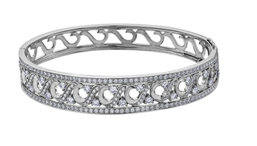 18Kt White Gold & Palladium Alloy (hypoallergenic)  2.52cttw Diamond Bangle, 7"