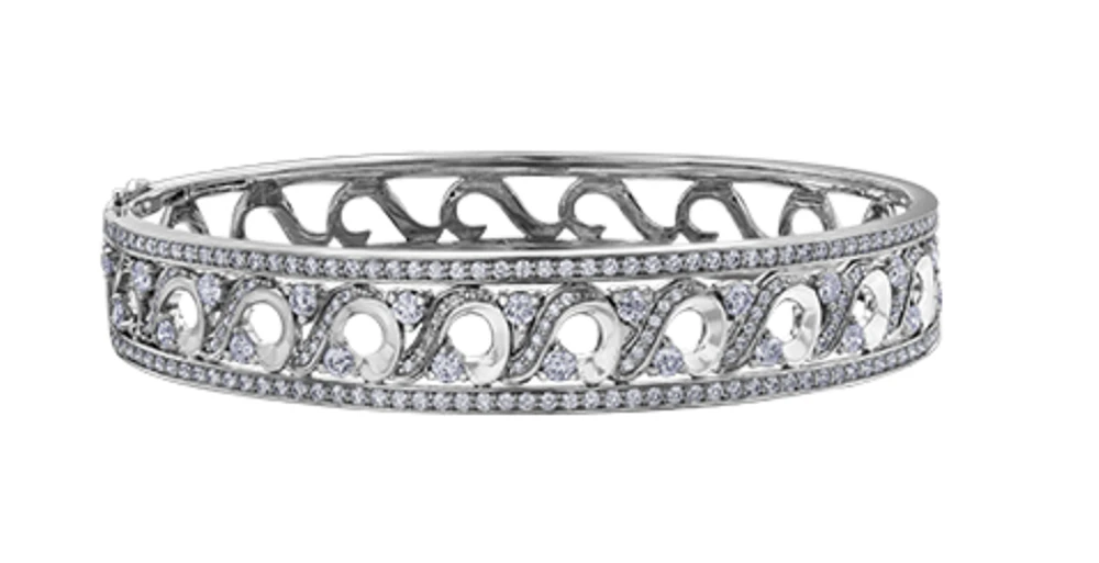 18Kt White Gold & Palladium Alloy (hypoallergenic)  2.52cttw Diamond Bangle, 7"